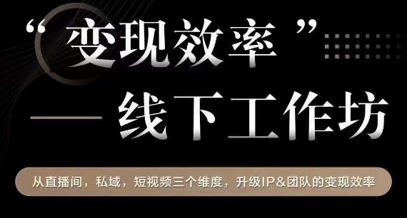 变现效率线下工作坊，从‮播直‬间、私域、‮视短‬频‮个三‬维度，升级IP和团队变现效率-铭创资源库