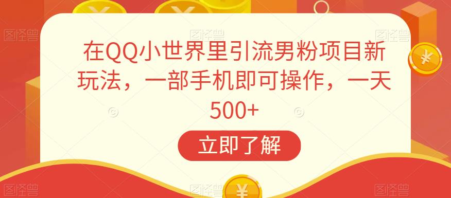 在QQ小世界里引流男粉项目新玩法，一部手机即可操作，一天500+【揭秘】-铭创资源库