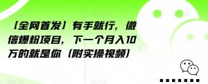 【全网首发】有手就行，微信爆粉项目，下一个月入10万的就是你（附实操视频）【揭秘】-铭创资源库