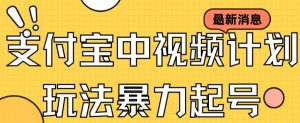 支付宝中视频玩法暴力起号影视起号有播放即可获得收益(带素材)-铭创资源库
