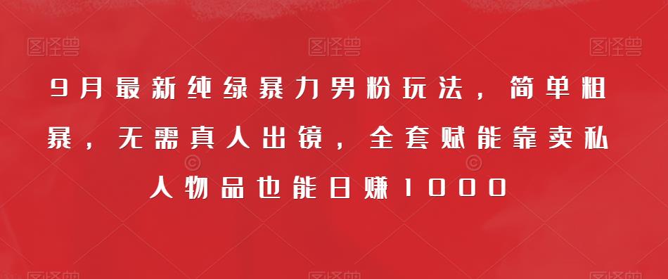 9月最新纯绿暴力男粉玩法，简单粗暴，无需真人出镜，全套赋能靠卖私人物品也能日赚1000-铭创资源库
