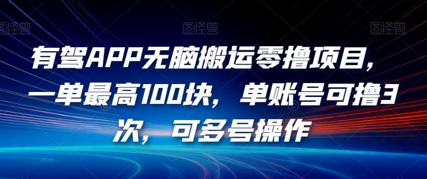 有驾APP无脑搬运零撸项目，一单最高100块，单账号可撸3次，可多号操作【揭秘】-铭创资源库