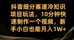 抖音细分赛道冷知识项目玩法，10分钟快速制作一个视频，新手小白也能月入1W+【揭秘】-铭创资源库