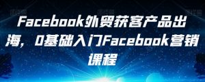 Facebook外贸获客产品出海，0基础入门Facebook营销课程-铭创资源库