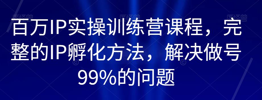 百万IP实操训练营课程，完整的IP孵化方法，解决做号99%的问题-铭创资源库