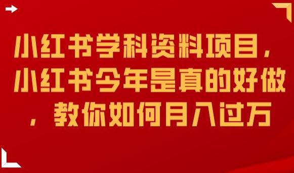 小红书学科资料项目，小红书今年是真的好做，教你如何月入过万【揭秘】-铭创资源库