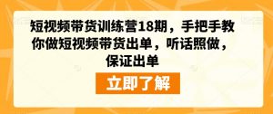 短视频带货训练营18期，手把手教你做短视频带货出单，听话照做，保证出单-铭创资源库
