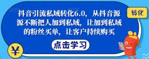 抖音引流私域转化6.0，从抖音源源不断把人加到私域，让加到私域的粉丝买单，让客户持续购买-铭创资源库