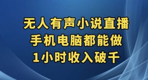 抖音无人有声小说直播，手机电脑都能做，1小时收入破千【揭秘】-铭创资源库