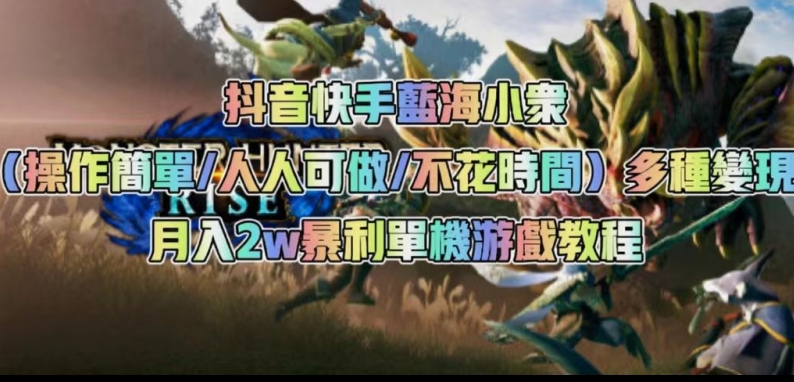 抖音快手蓝海小众（操作简单人人可做不花时间）多种变现月入2w＋暴利单机游戏教程-铭创资源库