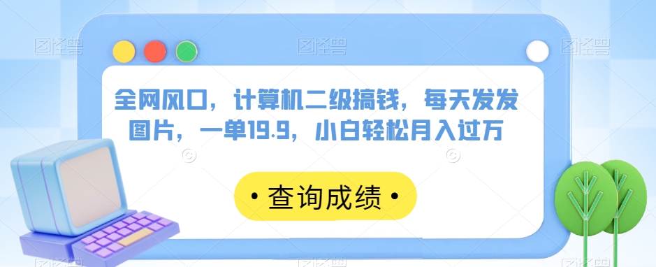 全网风口，计算机二级搞钱，每天发发图片，一单19.9，小白轻松月入过万【揭秘】-铭创资源库