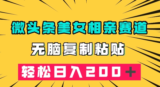 微头条冷门美女相亲赛道，无脑复制粘贴，轻松日入200＋【揭秘】-铭创资源库