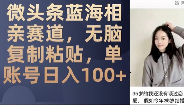微头条蓝海相亲赛道，无脑复制粘贴，单账号日入100+-铭创资源库