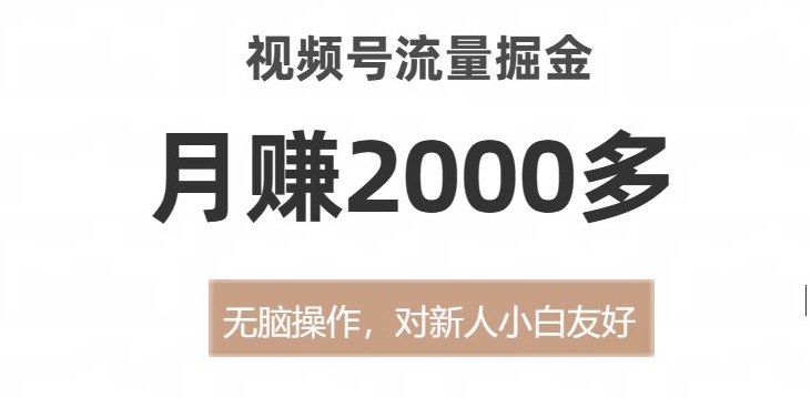 视频号流量掘金，无脑操作，对新人小白友好，月赚2000多【揭秘】-铭创资源库
