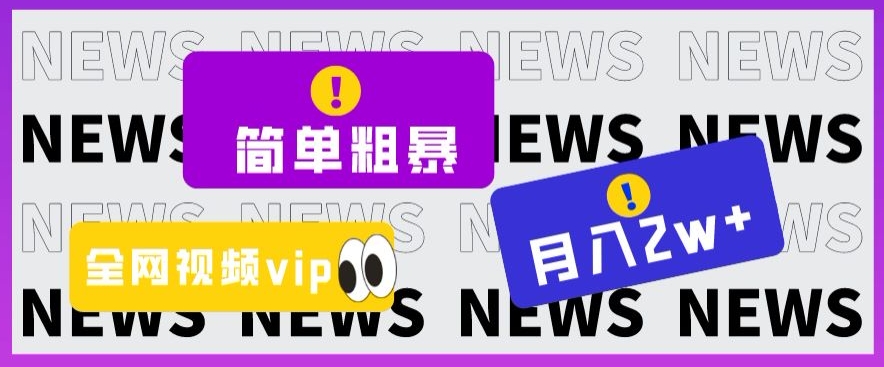 简单粗暴零成本，高回报，全网视频VIP掘金项目，月入2万＋【揭秘】-铭创资源库