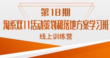 南掌柜·淘系双11活动策划和落地方案线上课18期-铭创资源库