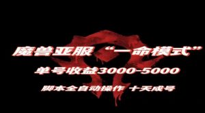 魔兽亚服一命模式，10天成号-单号3千-5千，脚本全自动操作，保姆级教学【揭秘】-铭创资源库