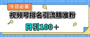 视频号引流精准粉,日引100+,流量爆炸【揭秘】-铭创资源库