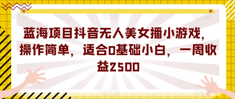 蓝海项目抖音无人美女播小游戏，操作简单，适合0基础小白，一周收益2500【揭秘】-铭创资源库