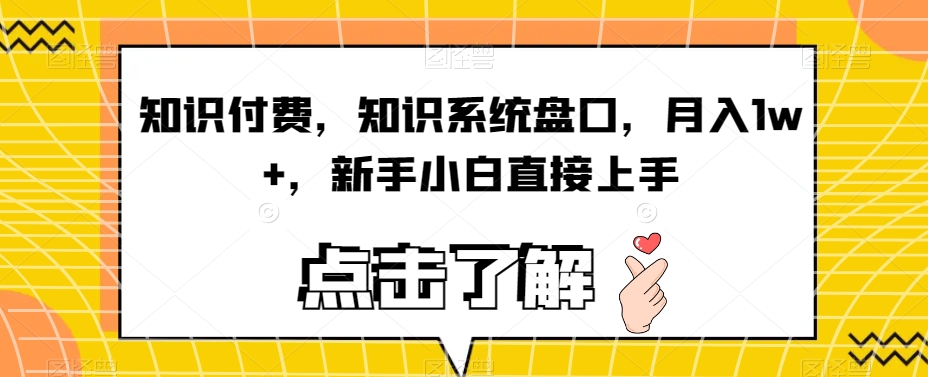 知识付费，知识系统盘口，月入1w+，新手小白直接上手-铭创资源库