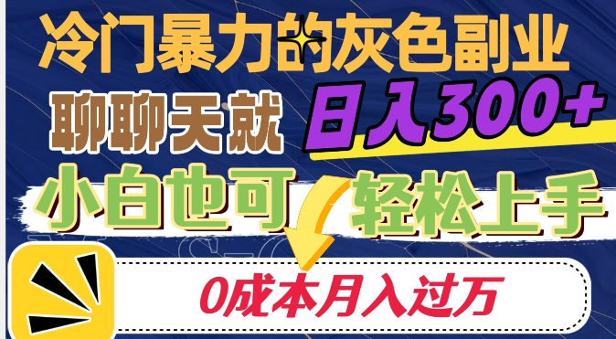 冷门暴利的副业项目，聊聊天就能日入300+，0成本月入过万【揭秘】-铭创资源库