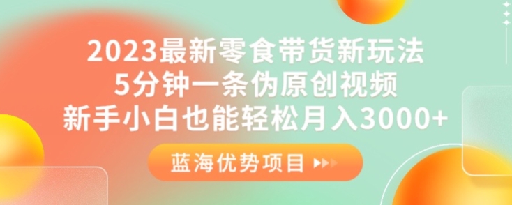 2023最新零食带货新玩法，5分钟一条伪原创视频，新手小白也能轻松月入3000+【揭秘】-铭创资源库