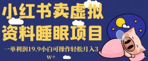 小红书卖虚拟资料睡眠项目，一单利润19.9小白可操作轻松月入3w+【揭秘】-铭创资源库