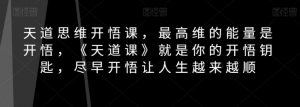 天道思维开悟课,最高维的能量是开悟,《天道课》就是你的开悟钥匙,尽早开悟让人生越来越顺-铭创资源库