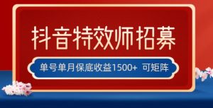 全网首发抖音特效师最新玩法,单号保底收益1500+,可多账号操作,每天操作十分钟【揭秘】-铭创资源库
