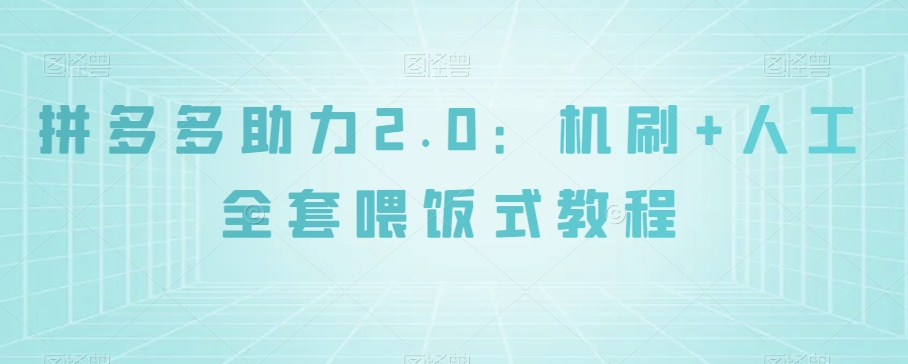 拼多多助力2.0：机刷+人工全套喂饭式教程【揭秘】-铭创资源库