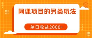 网课项目的另类玩法,单日收益2000+【揭秘】-铭创资源库