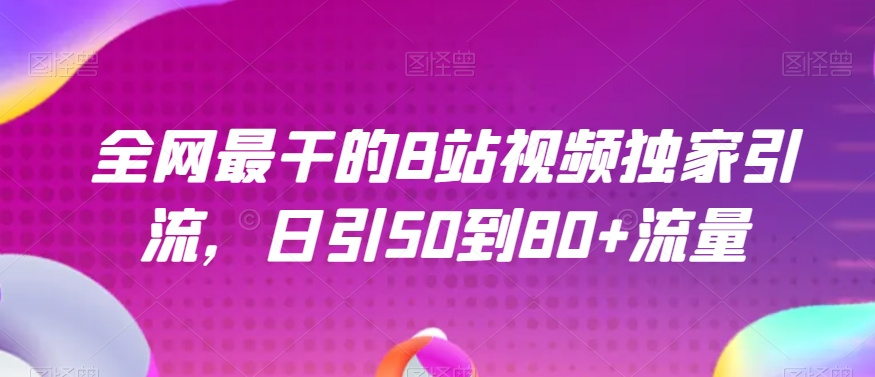 全网最干的B站视频独家引流，日引50到80+流量【揭秘】-铭创资源库