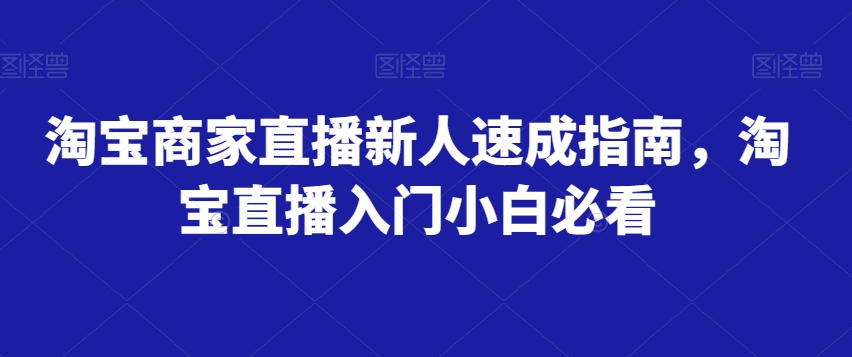 淘宝商家直播新人速成指南，淘宝直播入门小白必看-铭创资源库