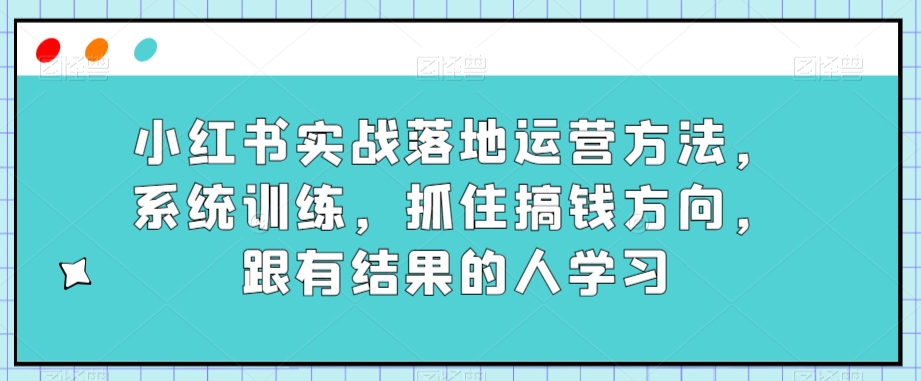 小红书实战落地运营方法，系统训练，抓住搞钱方向，跟有结果的人学习-铭创资源库