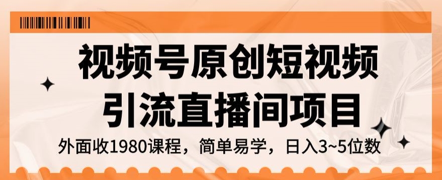 视频号原创短视频引流直播间项目，日入3~5五位数【揭秘】-铭创资源库