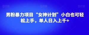 男粉暴力项目“女神计划”小白也可轻松上手,单人日入上千+【揭秘】-铭创资源库