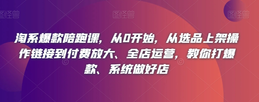 淘系爆款陪跑课，从0开始，从选品上架操作链接到付费放大、全店运营，教你打爆款、系统做好店-铭创资源库
