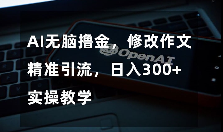 AI无脑撸金，修改作文精准引流，日入300+，实操教学【揭秘】-铭创资源库