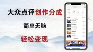 大众点评新玩法！零成本！新手也能每日轻松入袋300+！【揭秘】-铭创资源库