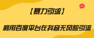 【暴力引流】利用百度平台在抖音无风险引流【揭秘】-铭创资源库