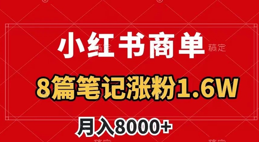 小红书商单最新玩法，8篇笔记涨粉1.6w，作品制作简单，月入8000+【揭秘】-铭创资源库