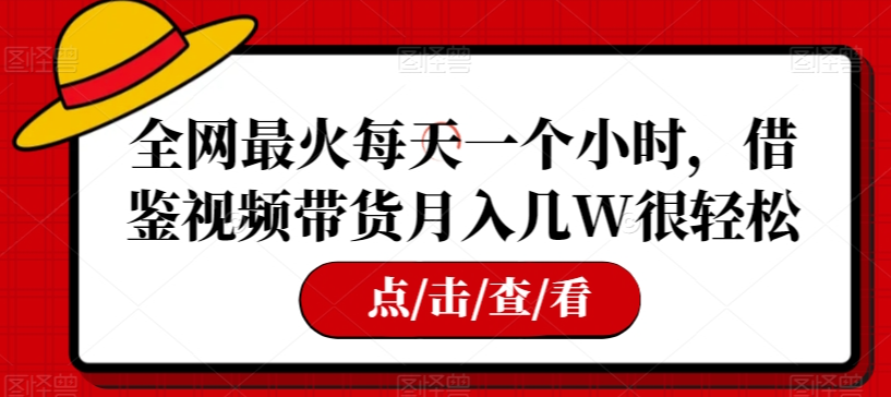 全网最火每天一个小时，借鉴视频带货月入几W很轻松【揭秘】-铭创资源库