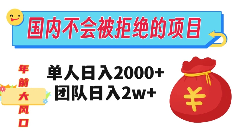 在国内不怕被拒绝的项目，单人日入2000，团队日入20000+【揭秘】-铭创资源库