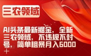 AI头条最新掘金，全新三农领域，不违规不封号，简单粗暴月入6000＋【揭秘】-铭创资源库