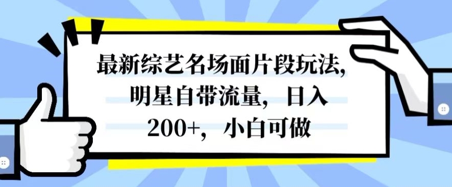 最新综艺名场面片段玩法，明星自带流量，日入200+，小白可做【揭秘】-铭创资源库