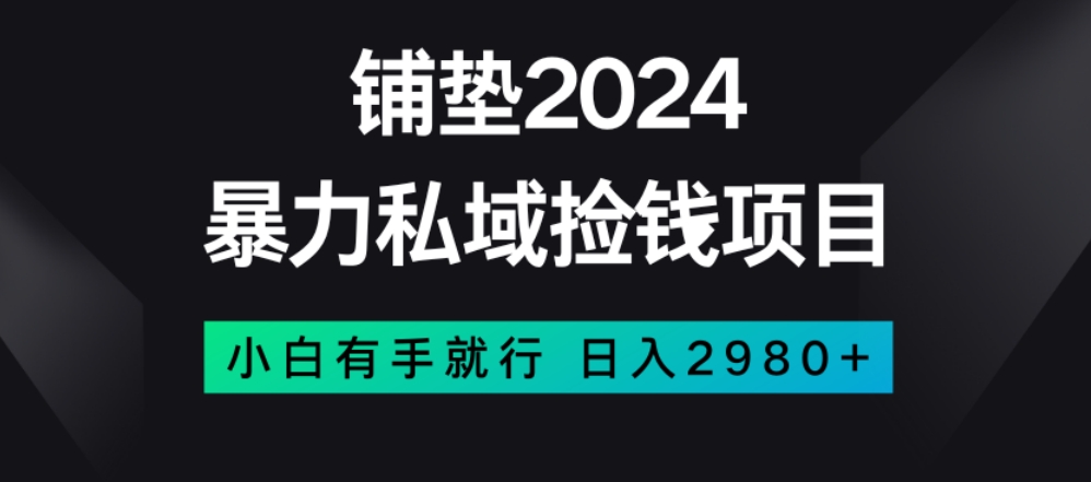暴力私域捡钱项目，小白无脑操作，日入2980【揭秘】-铭创资源库