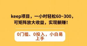 Keep蓝海项目,一小时轻松60~300+,可矩阵放大收益,可实现躺赚【揭秘】-铭创资源库