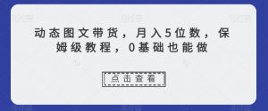动态图文带货,月入5位数,保姆级教程,0基础也能做【揭秘】-铭创资源库