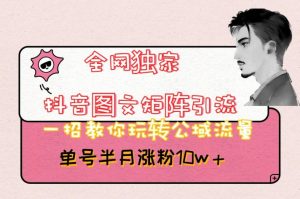 全网独家抖音图文矩阵引流，一招教你玩转公域流量，单号半月涨粉10w+【揭秘】-铭创资源库