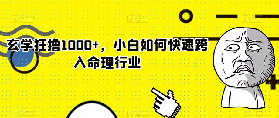 玄学狂撸1000+，小白如何快速跨入命理行业【揭秘】-铭创资源库